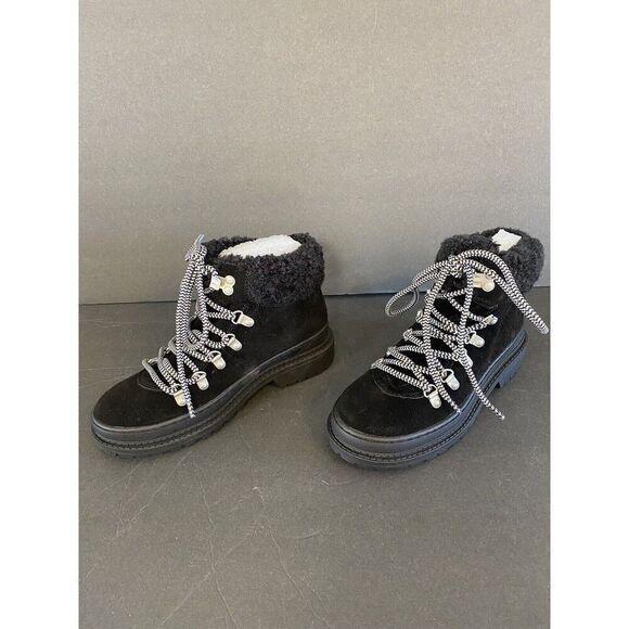 Splendid Yvette Black Suede Leather Lace Up Hiking Inspired Boots Women’s Size 6 - Picture 1 of 6